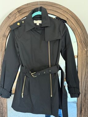 Michael Kors Black Peacoat with Gold Hardware